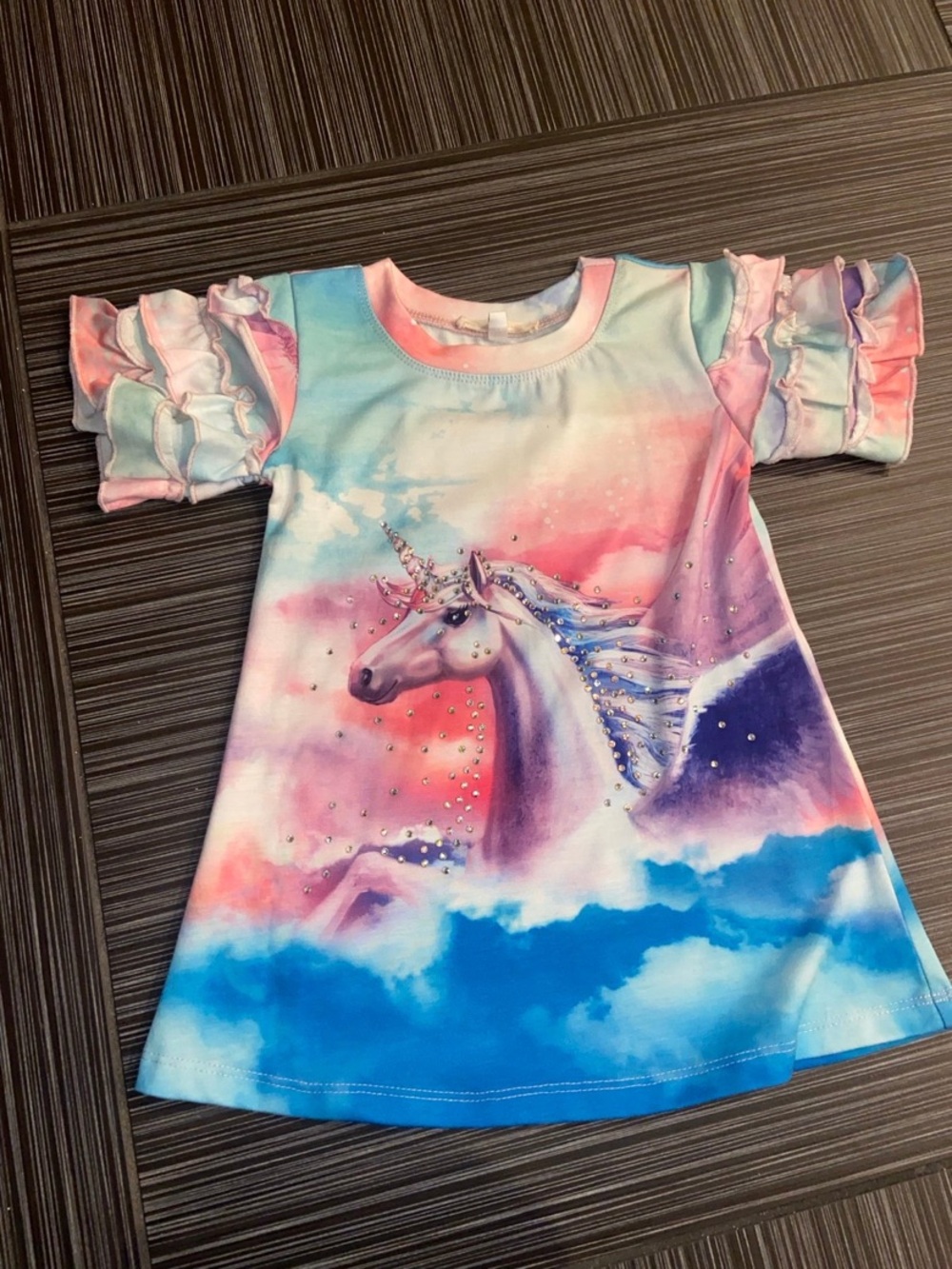 Baby Sara Girl’s unicorn dress pink blue tie dye size 2t